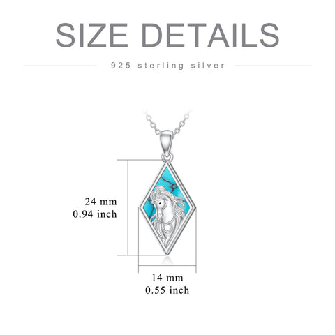 Sterling Silver Turquoise Horse Pendant Necklace