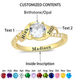Sterling Silver Personalized Birthstone Engraved Class Ring Women's Graduation Ring