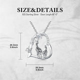 Sterling Silver Cubic Zircon Mother Daughter Mama Bear Giraffe Elephants Otters Penguins Heart Pendant Necklace