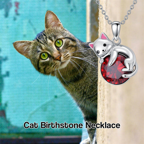 Sterling Silver Cubic Zirconia  Cat Pendant Necklace for Women