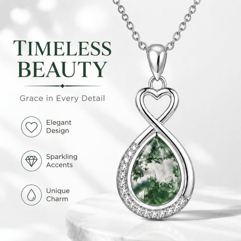 Sterling Silver Teardrop Gemstone Rose Butterfly Infinity Heart Necklace for Women