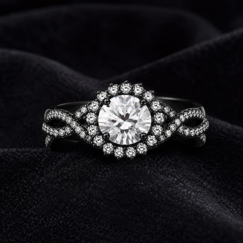 Sterling Silver 10K 14K 18K Gold Custom Engraved Moissanite Engagement Wedding Ring