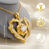 Heart Rose Pendant Necklace for Women  14K Gold Plated Mothers Day  Anniversary Birthday Gift