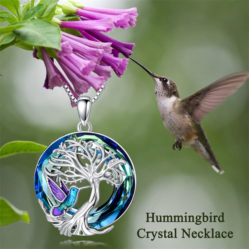 Sterling Silver Crystal Tree of Life Cardinal  Cat Hummingbird Dog Dragonfly Eagle Pendant Necklace