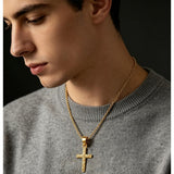 14K Plated Gold Cross Pendant Crucifix Necklace Christian Jewelry Baptism Religious Faith
