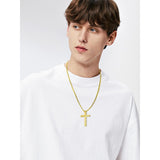 Bible Verse 14K Gold Plated American Flag Cross Necklace for Men
