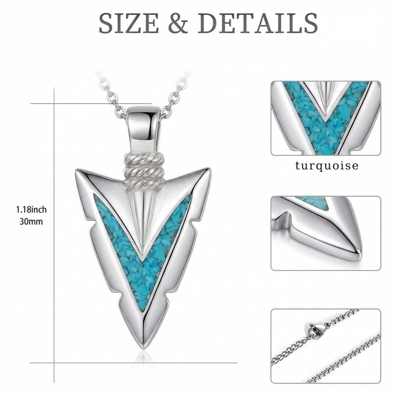Malachite Turquoise Arrow Pendant Necklace for Men