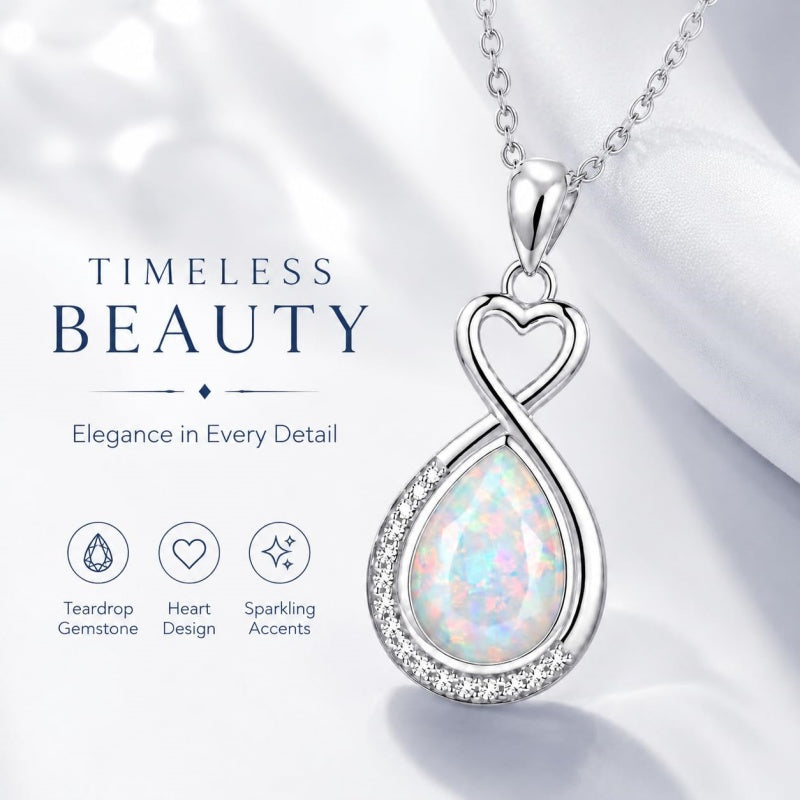 Sterling Silver Teardrop Gemstone Rose Butterfly Infinity Heart Necklace for Women