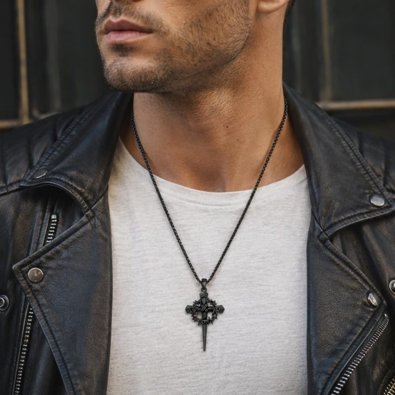 Crown of Thorns Religious Nail Cross Pendant Necklace