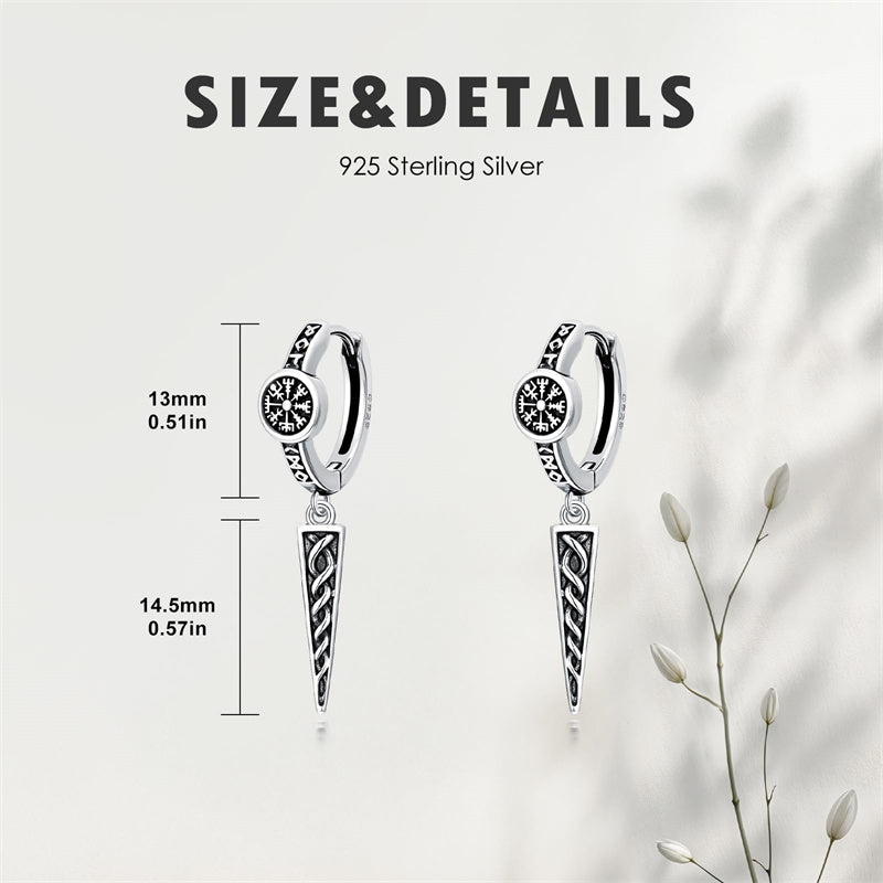 Sterling Silver Viking Raven Stud Dangle Earrings