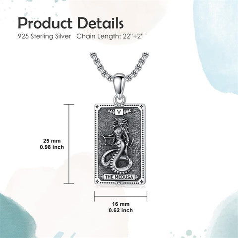 Sterling Silver Tarot Card Hecate Athena Artemis Lilith Medusa Goddess Pendant Necklace