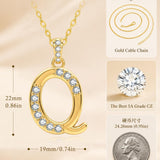 Cubic Zircon 14K Gold Plated Initial Letter A-Z Pendant Necklace