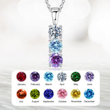 Copper Sterling Silver Personalized Simulated 1-6 Birthstones Family Pendant Necklace