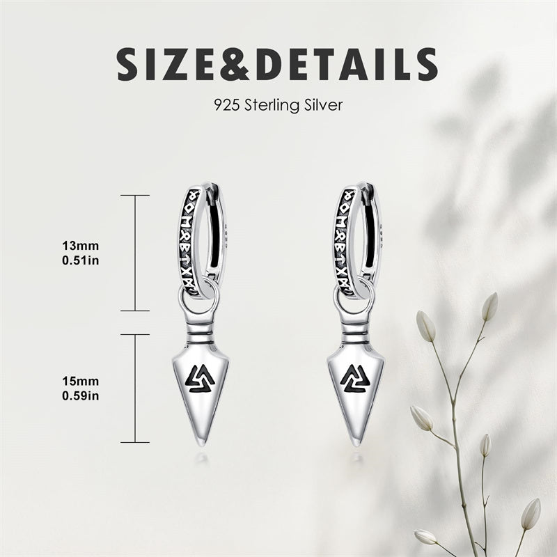 Sterling Silver Viking Raven Stud Dangle Earrings
