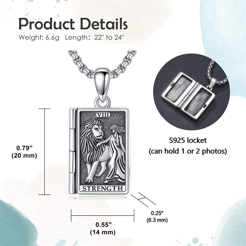 Sterling Silver Sun Moon Lovers Tarot Card Photo Locket Necklace