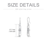 Sterling Silver Piano Drum Trumpet Music Dangle Earrings for Women