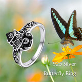 Sterling Silver Vintage Cat Butterfly Dragonfly Hummingbird Snake Ring for Women