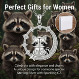 Sterling Silver Cubic Zirconia Raccoon Cat Dog Corgi Otter Highland Cow Pendant Necklace Gift for Birthday Christmas