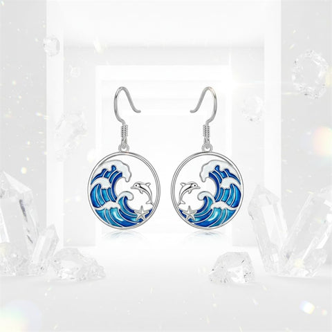 Sterling Silver Dolphin Dangle Earrings