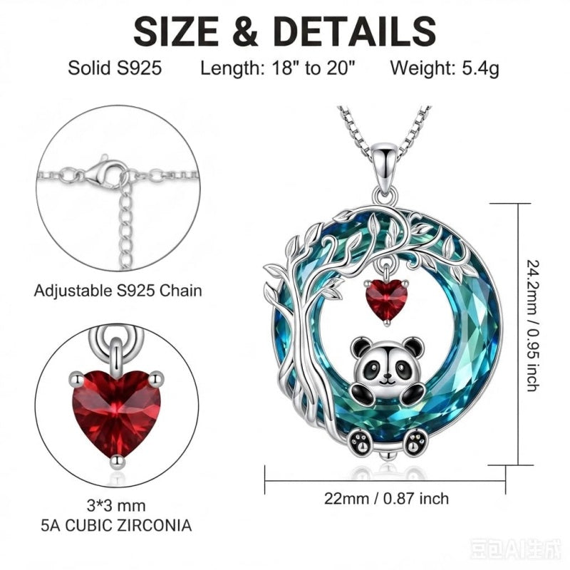 Sterling Silver Blue Crystal  Tree of Life Raccoon Bunny Cat Corgi  Pendant  Necklace  Anniversary Birthday Gifts