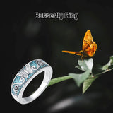 Sterling Silver Turquoise Butterfly Lotus Pet Paw Ring for Women