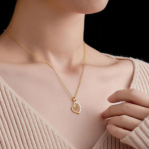 10K 14K 18K Gold Birthstone Stethoscope Pendant Necklace