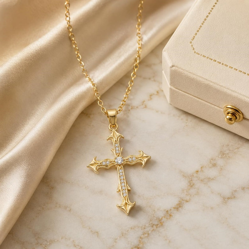 14K Gold Plated Cross Infinity  Pendant Necklace  for Women