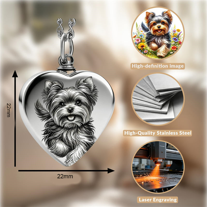 Stainless Steel Personalized Photo Engraved Heart Urn Necklace for Ashes
