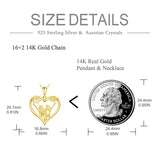 14K Yellow Gold Heart Sister Pendant Necklace
