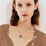 Sterling Silver Abalone Shell Star of David Urn Necklace for Ashes Engraved With Always in My Heart