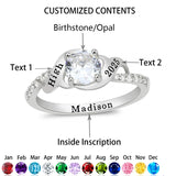Sterling Silver Personalized Birthstone Engraved Class Ring Women's Graduation Ring