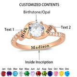 Sterling Silver Personalized Birthstone Engraved Class Ring Women's Graduation Ring