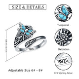 Sterling Silver Oxidized Dragonfly Butterfly Hummingbird Sea Turtle Anchor CrossTree of Life Sunflower Spoon Ring