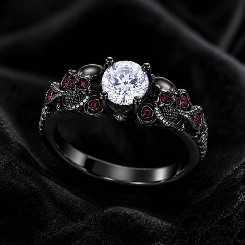 Sterling Silver 10K 14K 18K Gold Custom Engraved Moissanite Engagement Wedding Ring Halloween Gift