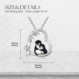 Sterling Silver Cubic Zircon Mother Daughter Mama Bear Giraffe Elephants Otters Penguins Heart Pendant Necklace
