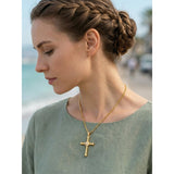 14K Plated Gold Cross Pendant Crucifix Necklace Christian Jewelry Baptism Religious Faith