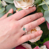 Sterling Silver 10K 14K 18K 2CT Natural Moss Agate Leaf Engagement Wedding Promise Rings Set
