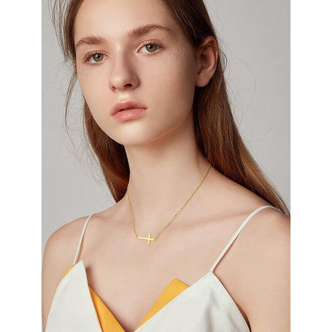 14K Gold Plated Cross Pendant Necklace for Women