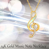 14K Yellow Gold Music Note Pendant Necklace