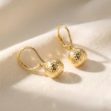 14K Gold Plated Ball Leverback Earring for Women