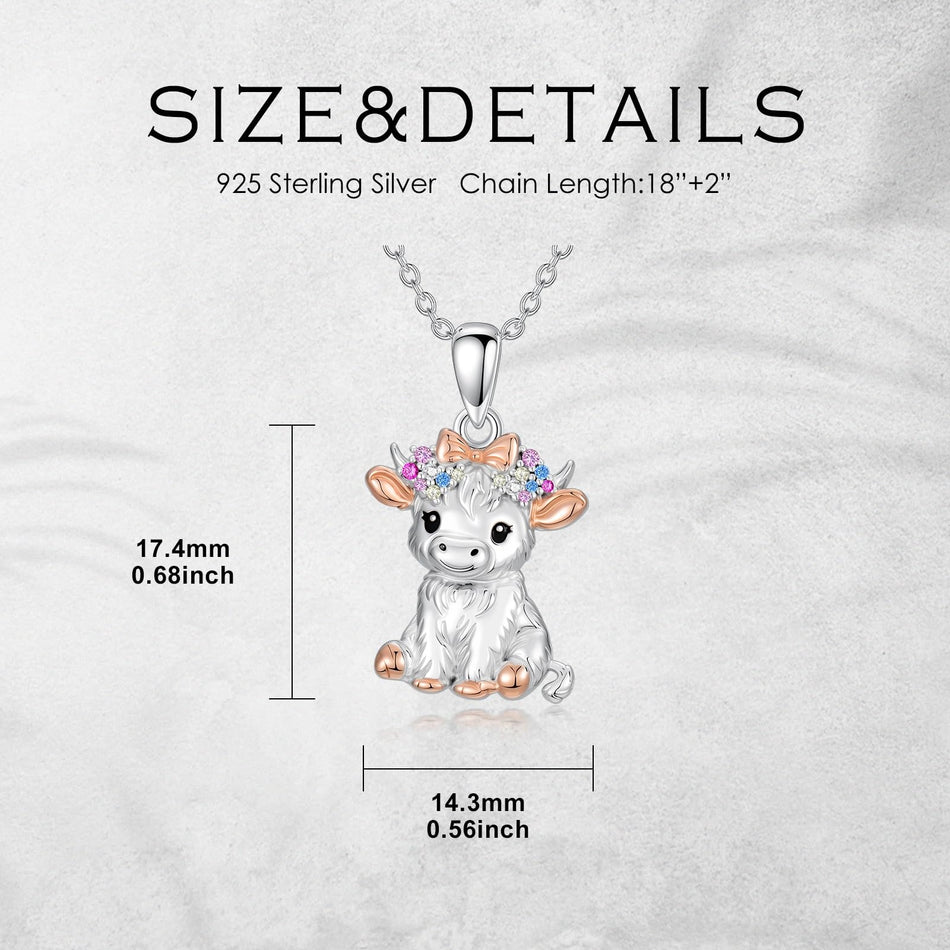 Sterling Silver Highland Cow Necklace