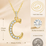Cubic Zircon 14K Gold Plated Initial Letter A-Z Pendant Necklace