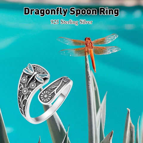 Sterling Silver Turquoise Hummingbird Butterfly Sunflower Adjustable Spoon Ring
