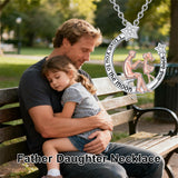 Sterling Silver Father Daughter Heart Pendant Necklace from Dad Gift for Daughter