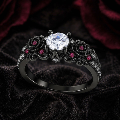 Sterling Silver 10K 14K 18K Gold Custom Engraved Moissanite Engagement Wedding Ring Halloween Gift