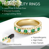 14K Gold Plated Moissanite or Lab-Grown Emerald Dainty Eternity Wedding Rings Birthday Jewelry for Her