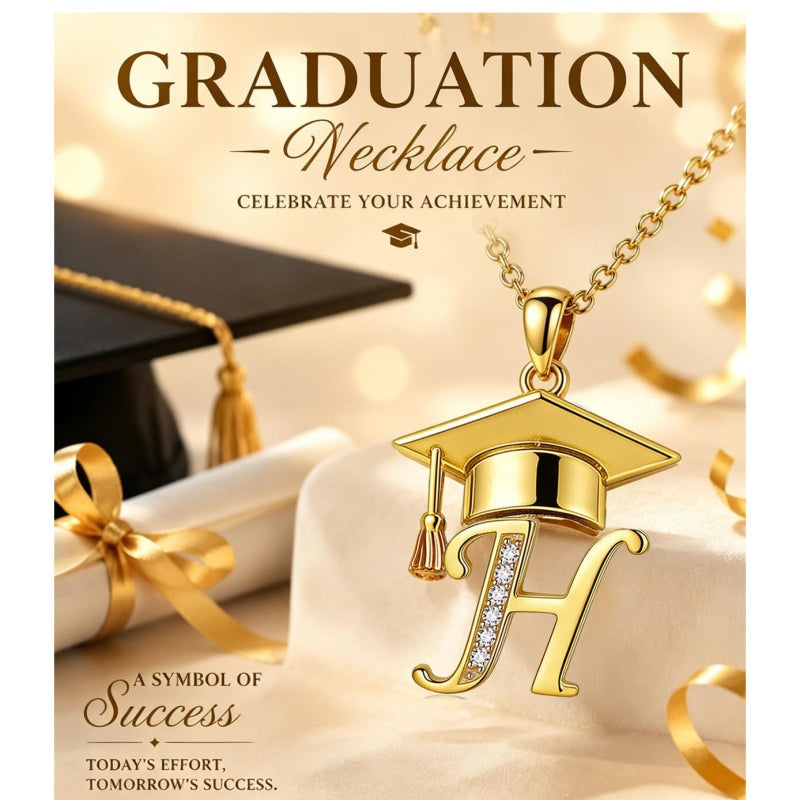 Initial  Graduation 14K Gold Plated Inspiring Grad Pendant Necklace Graduations Jewelry Gifts