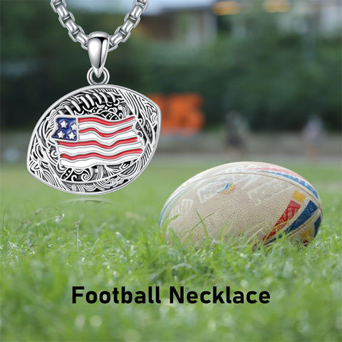 Sterling Silver American Flag Football Basketball Soccer Volleyball Tennis Baseball Pendant Necklace
