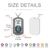 Sterling Silver Personalized Birthstone Class Necklaces High School, College University Pendant Necklace