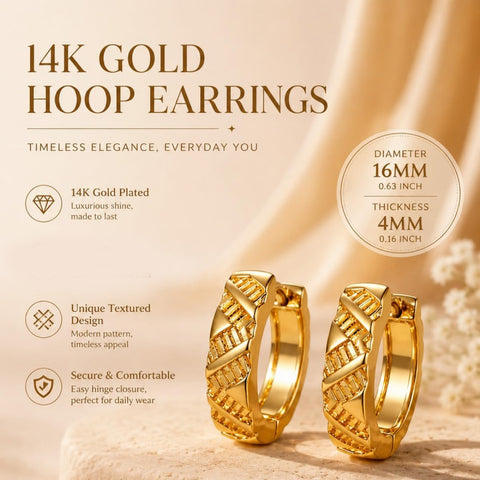 14K Gold Plated Hoop Earrings  Birthday Anniversary Jewelry Gift for Her